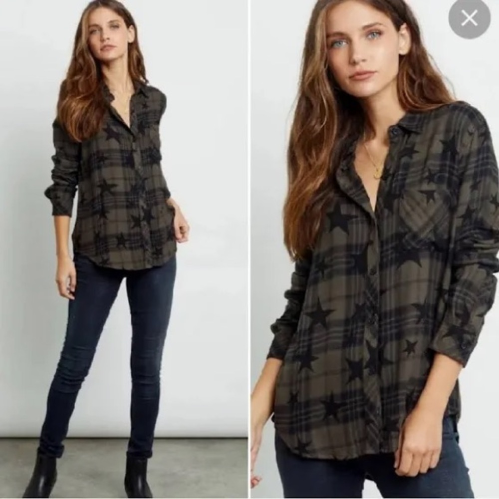 Rails Hunter Olive Jet Stars Plaid Shirt Small